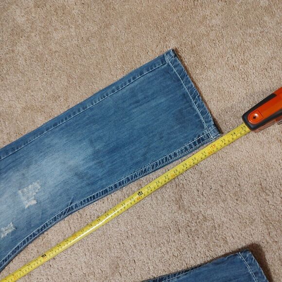 SMOKE RISE DNM, Men's Distressed Straight Leg Denim Jeans, size 44X34 EUC - Picture 4 of 13